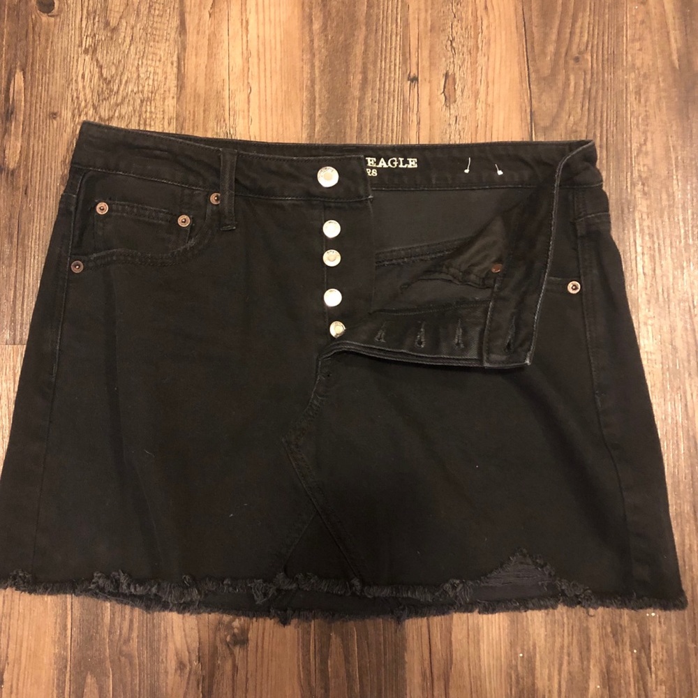 Black denim skirt